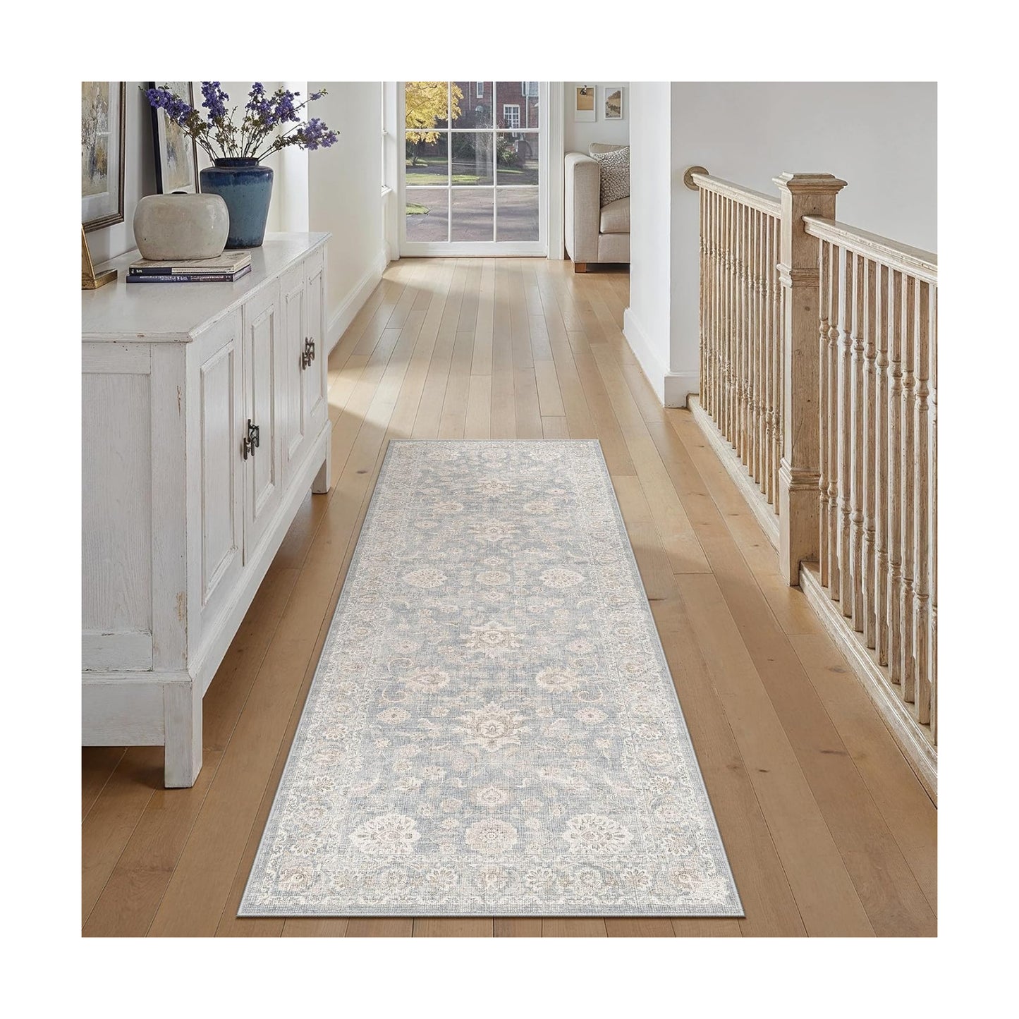 2'6x8 Blue Cream Neutral Runner Rug