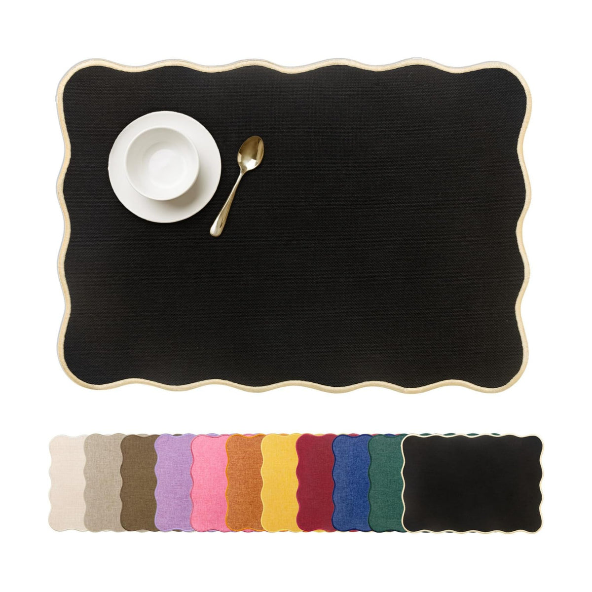 AHHFSMEI Faux Linen Placemats Set of 8 Heat Resistant Non-Slip Stain Proof Table Mats for Kitchen Dining Elegant Decor