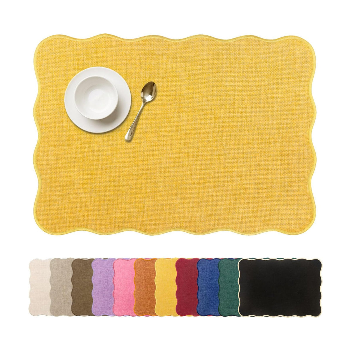 AHHFSMEI Faux Linen Placemats Set of 8 Heat Resistant Non-Slip Stain Proof Table Mats for Kitchen Dining Elegant Decor