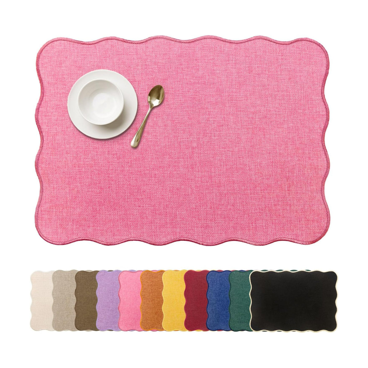 AHHFSMEI Linen Placemats Set of 8 Heat Resistant Non-Slip Stain Proof Table Mats for Kitchen Dining Elegant Decor Place