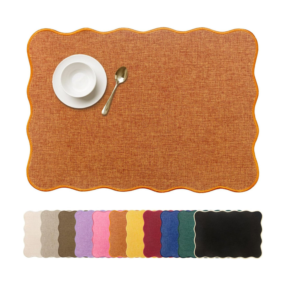 AHHFSMEI Round Faux Linen Placemats Set of 8 Heat Resistant Non-Slip Stain Proof Table Mats for Kitchen Dining Elegant