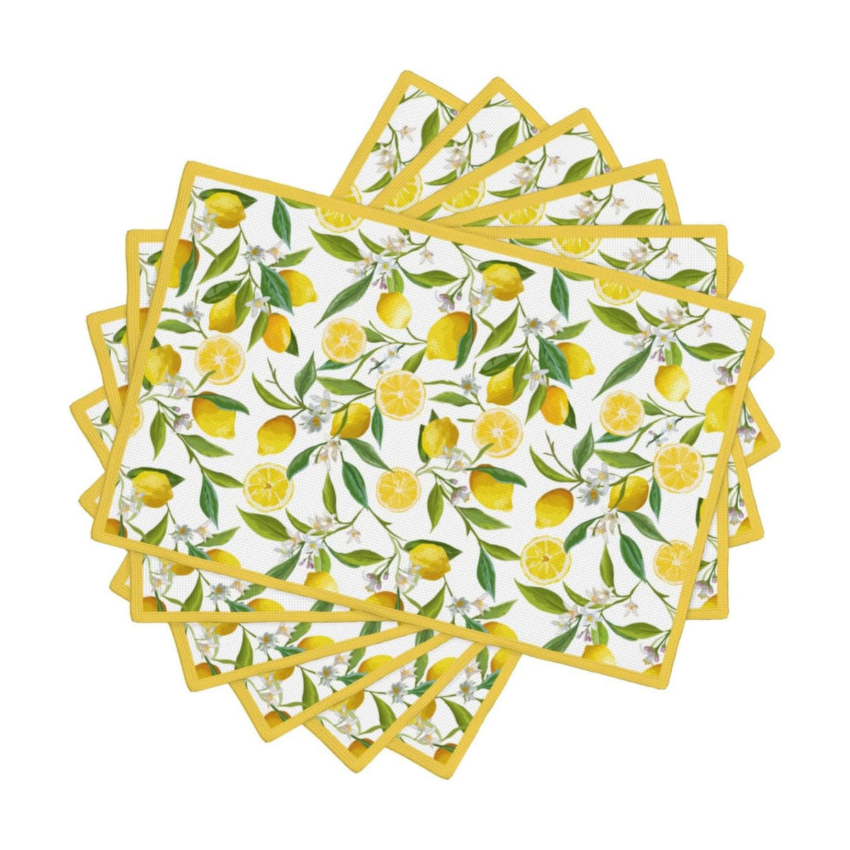 Lemon Placemats Set of 6 18x12 Inch Summer Fruit Yellow Linen Place Mats Heat-Resistant Washable Wipeable Flowers Table Mat for Party Kitchen Dining Room Dinner Table Decor