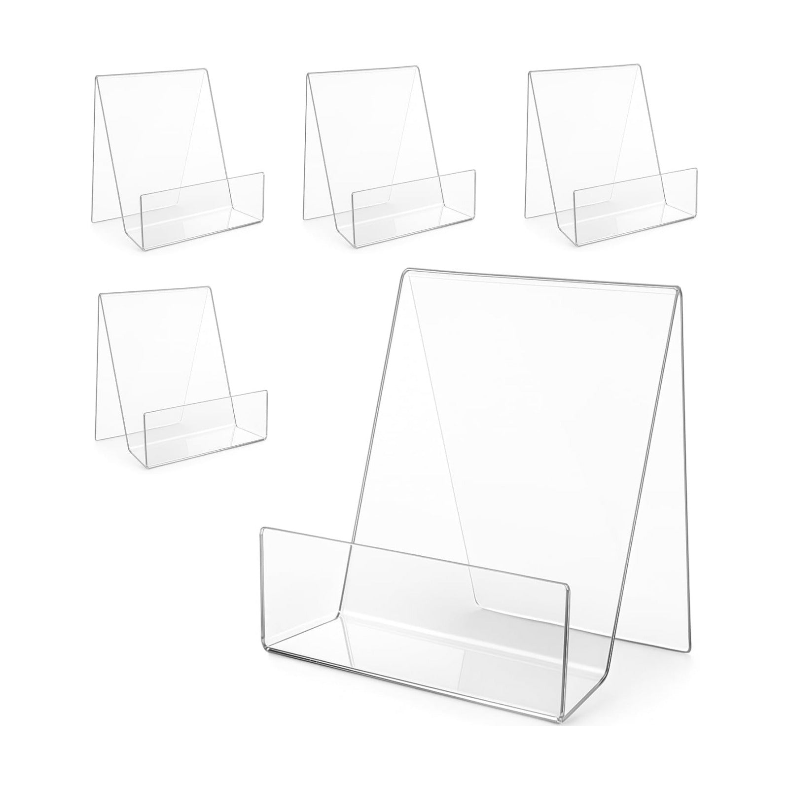 Large Acrylic Book Stand for Display / Shaped Display Stand / Clear / 8 x 8 x 4 / Set of 5