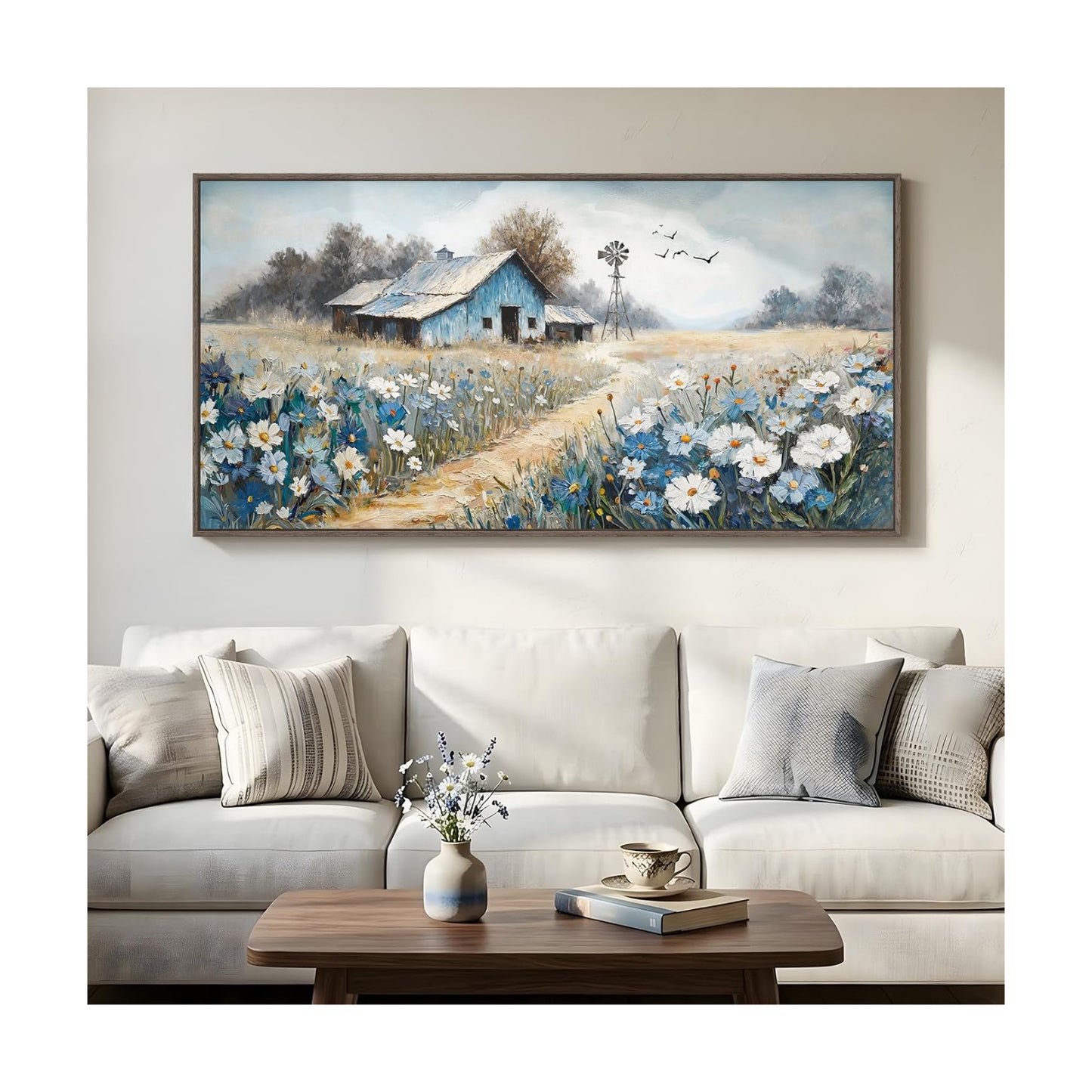 Large Farmhouse Wall Art / 60"L x 30"W / Blue