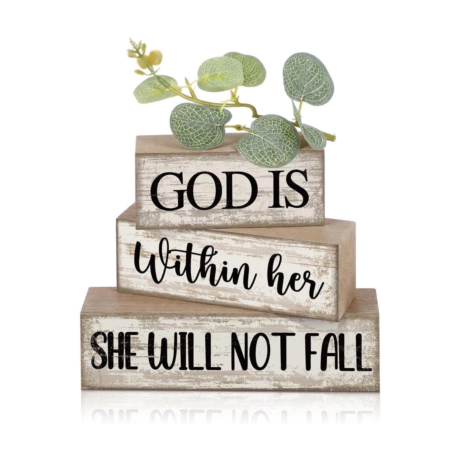 Lineshading 4 Pcs Wooden Blocks Christian Faith Signs for Women Home