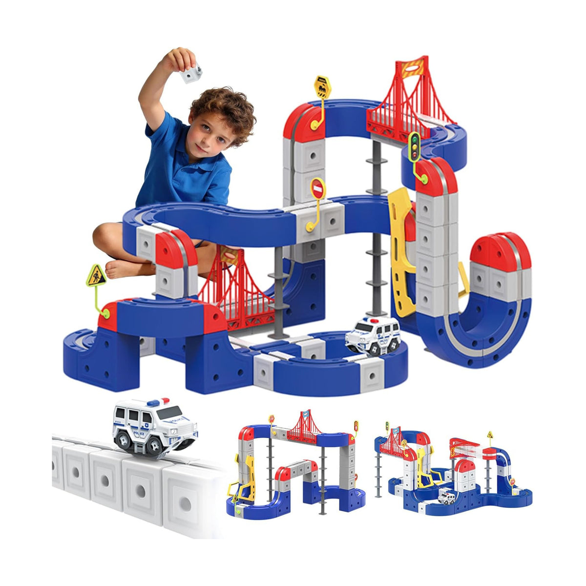 Electric Train Set 3D Track for Kids 3-8 Years Old, 115 Pcs Building Toy Train Track 3D Anti-Gravity Flexible Race