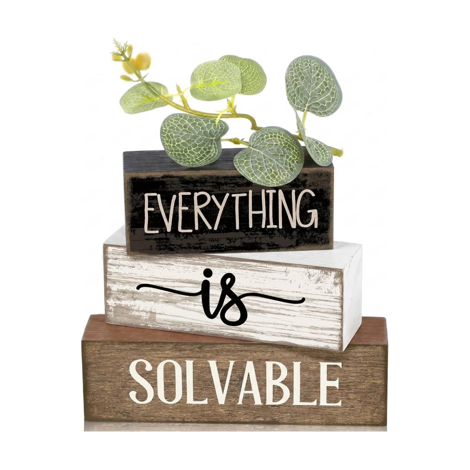 Lineshading 4 Pcs Farmhouse Tiered Tray Decor Wooden Block Signs Rustic