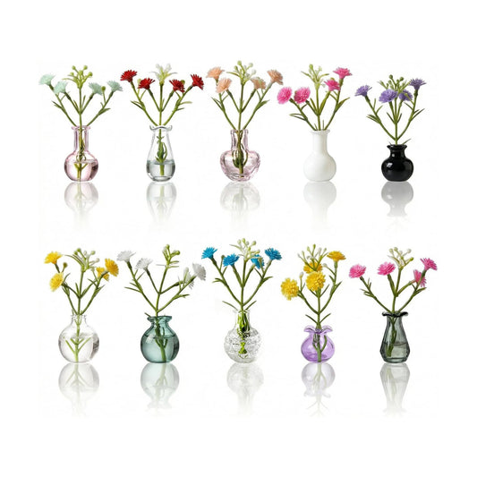 Magnetic Mini Bud Vases Gift Set for Mom / Jewel-tone Glass Mix / Set of 10