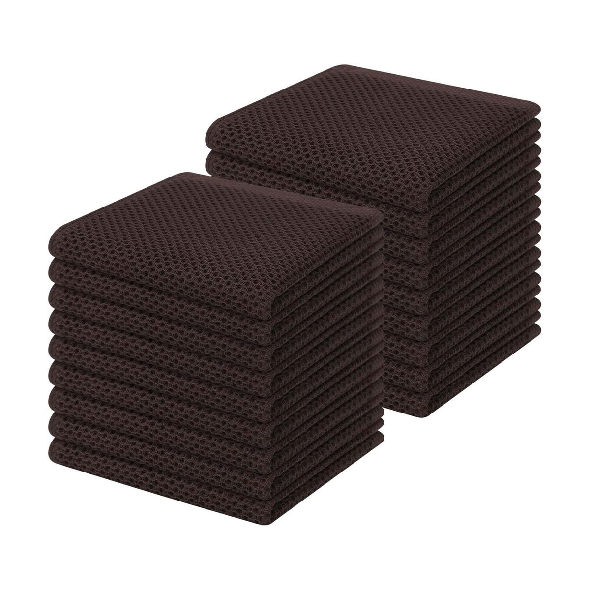 Homaxy 100% Cotton Waffle Weave Kitchen Dish Cloths 18-Pack, Dark Brown | 12 x 12 Inches, Ultra Soft Absorbent Dish