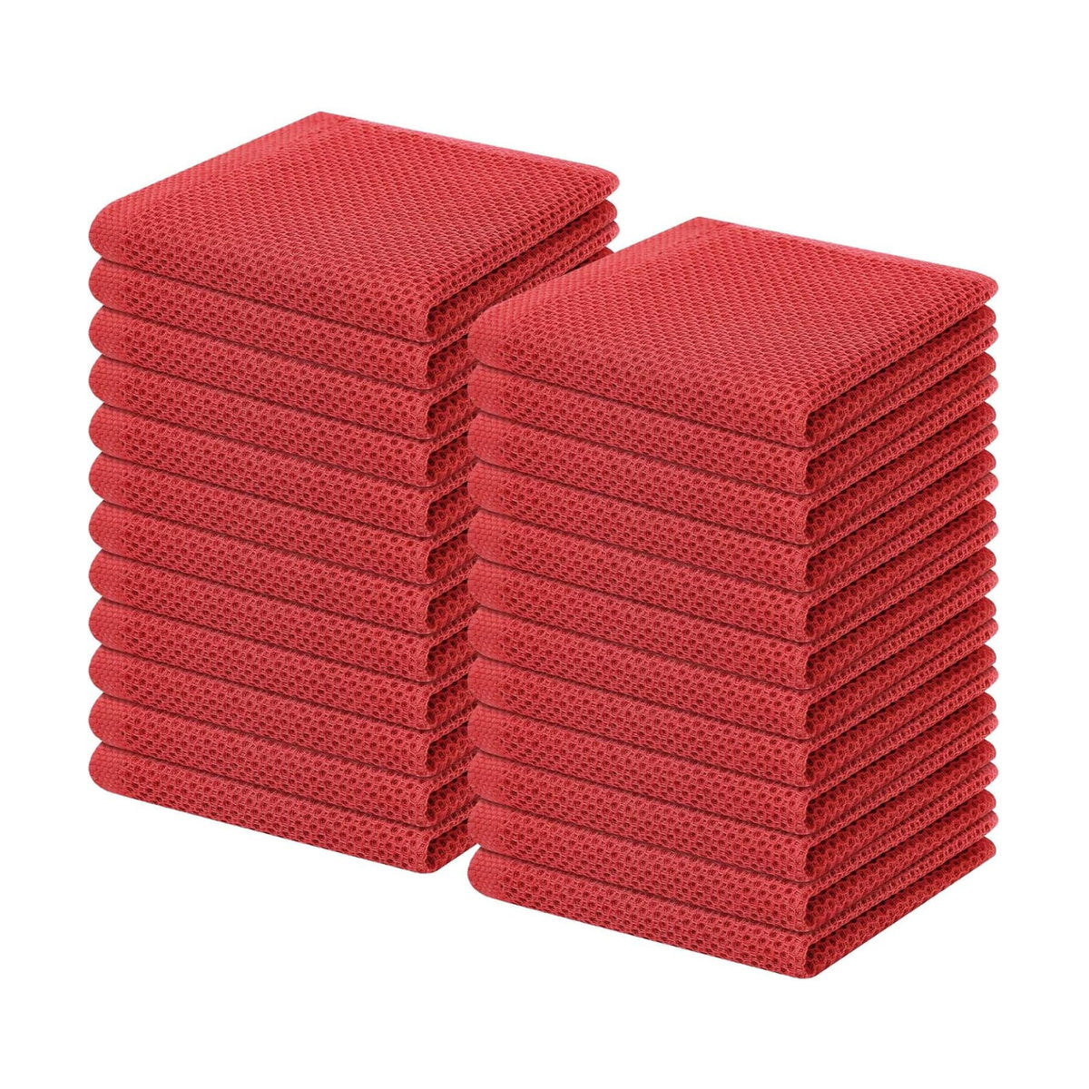 Homaxy 100% Cotton Waffle Weave Kitchen Dish Cloths 24-Pack, Brick Red | 12 x 12 Inches, Ultra Soft Absorbent Dish
