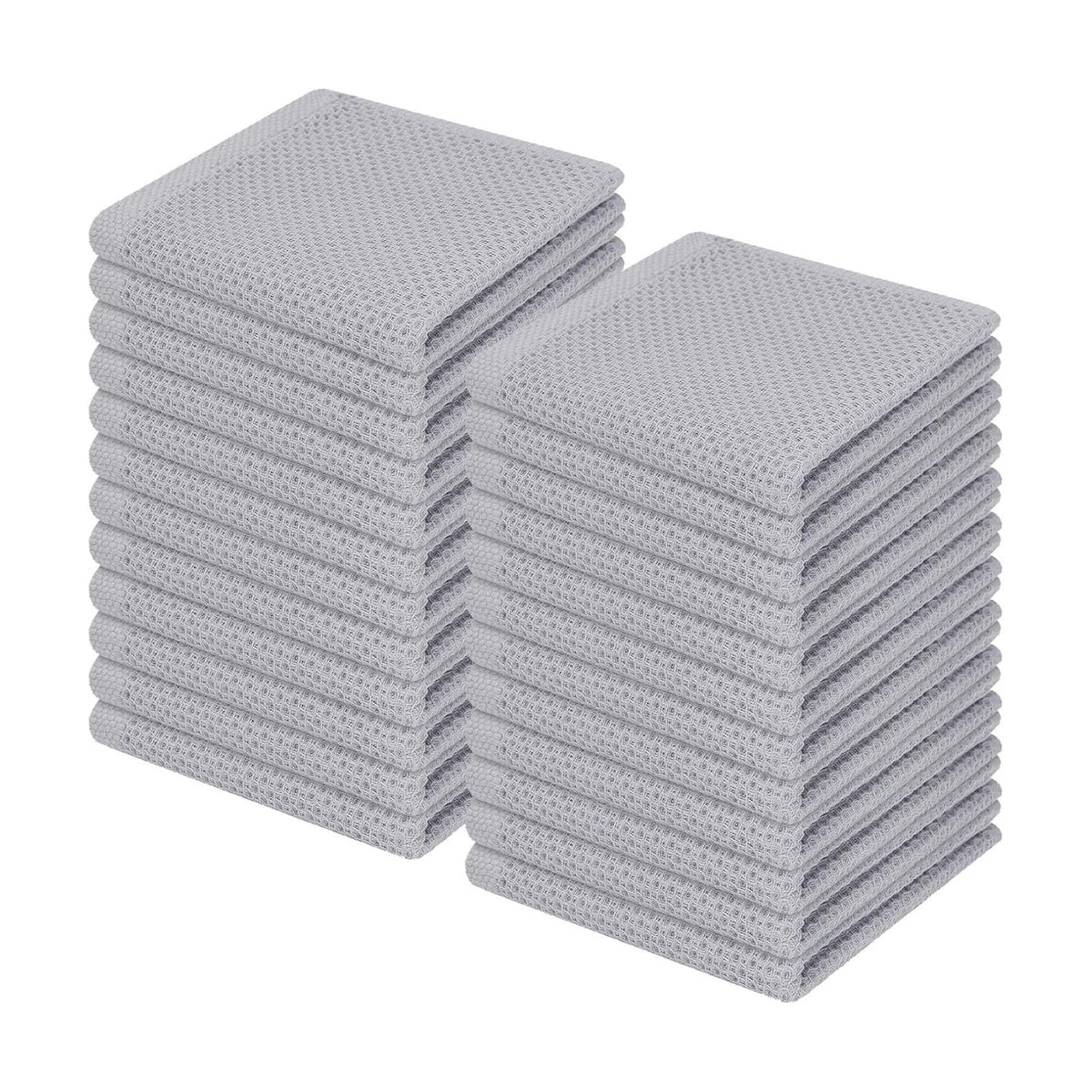 Homaxy 100% Cotton Waffle Weave Kitchen Dish Cloths 24-Pack, Light Gray | 12 x 12 Inches, Ultra Soft Absorbent Dish