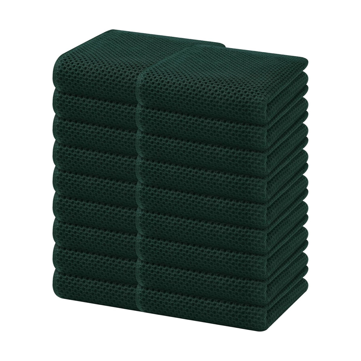 Homaxy 100% Cotton Waffle Weave Kitchen Dish Towels 18-Pack, Blackish Green | 13 x 28 Inches, Ultra Soft Absorbent Dish