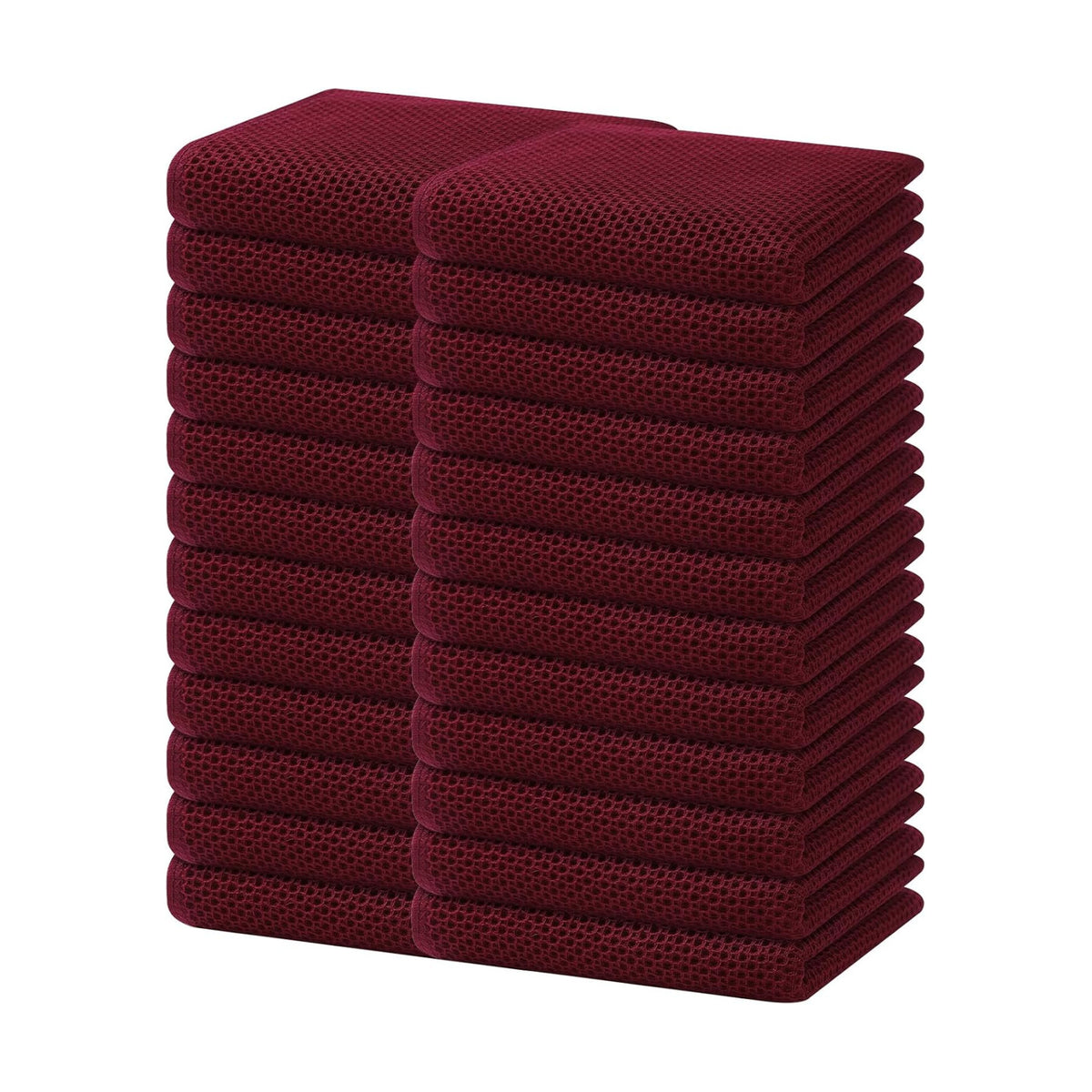 Homaxy 100% Cotton Waffle Weave Kitchen Dish Towels 24-Pack, Burgundy | 13 x 28 Inches, Ultra Soft Absorbent Dish