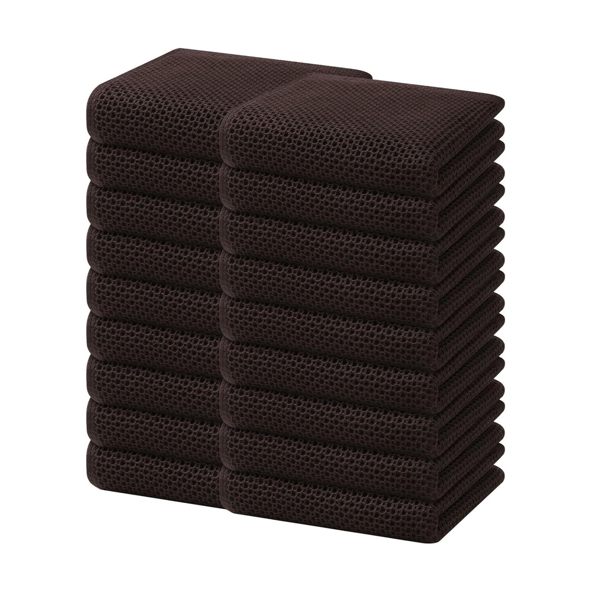Homaxy 100% Cotton Waffle Weave Kitchen Dish Towels 18-Pack, Dark Brown | 13 x 28 Inches, Ultra Soft Absorbent Dish