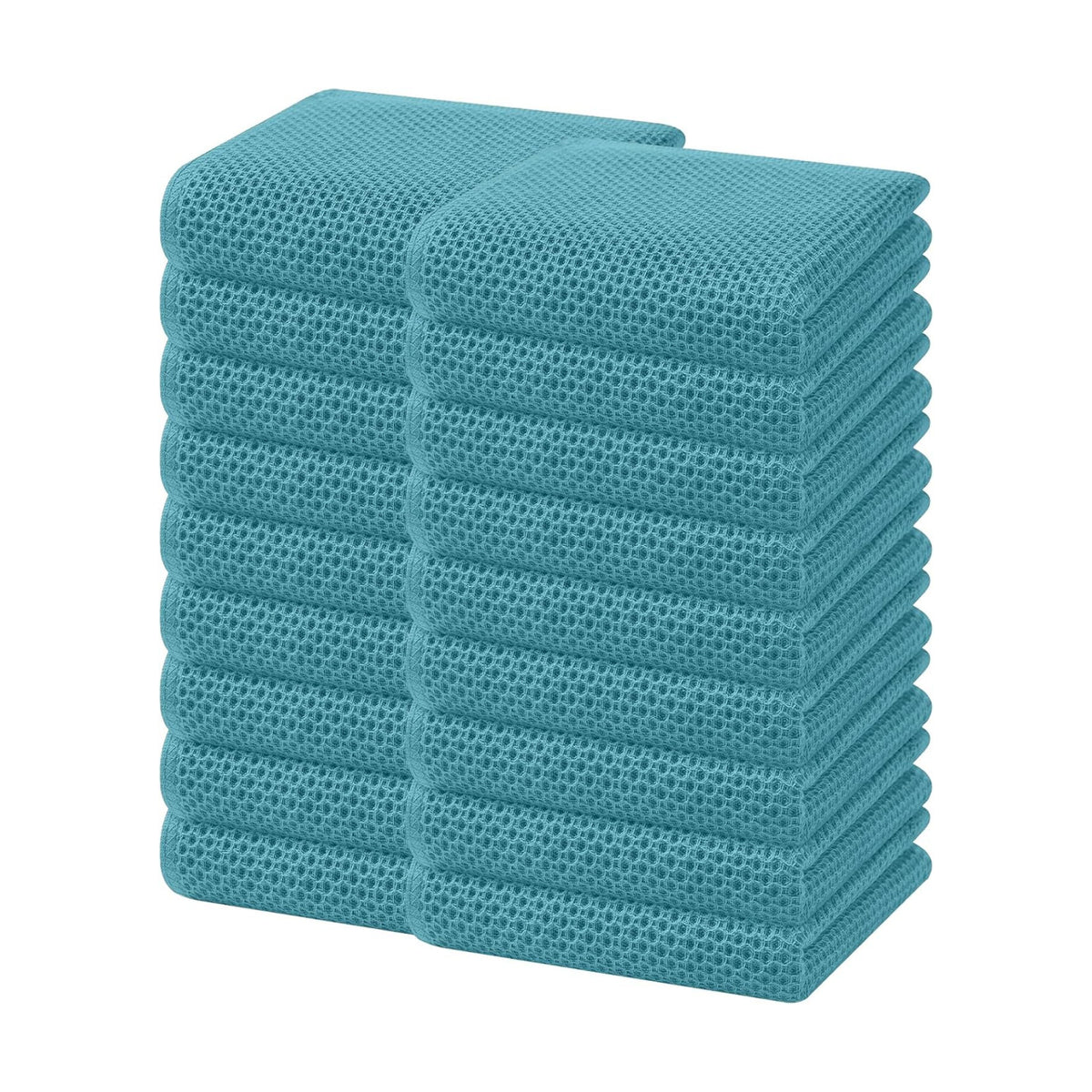 Homaxy 100% Cotton Waffle Weave Kitchen Dish Towels 18-Pack, Lake Blue | 13 x 28 Inches, Ultra Soft Absorbent Dish