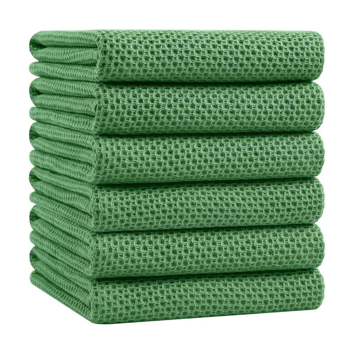 Homaxy 100% Cotton Oversized Waffle Weave Kitchen Towels 6-Pack | Grass Green, 20 x 28 Inches, Ultra Soft Absorbent
