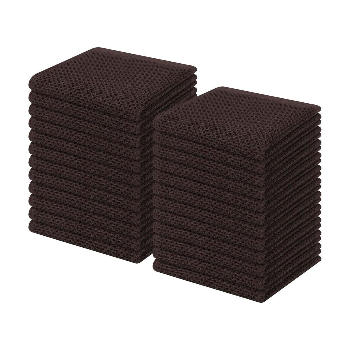 Homaxy 100% Cotton Waffle Weave Kitchen Dish Cloths 24-Pack, Dark Brown | 12 x 12 Inches, Ultra Soft Absorbent Dish