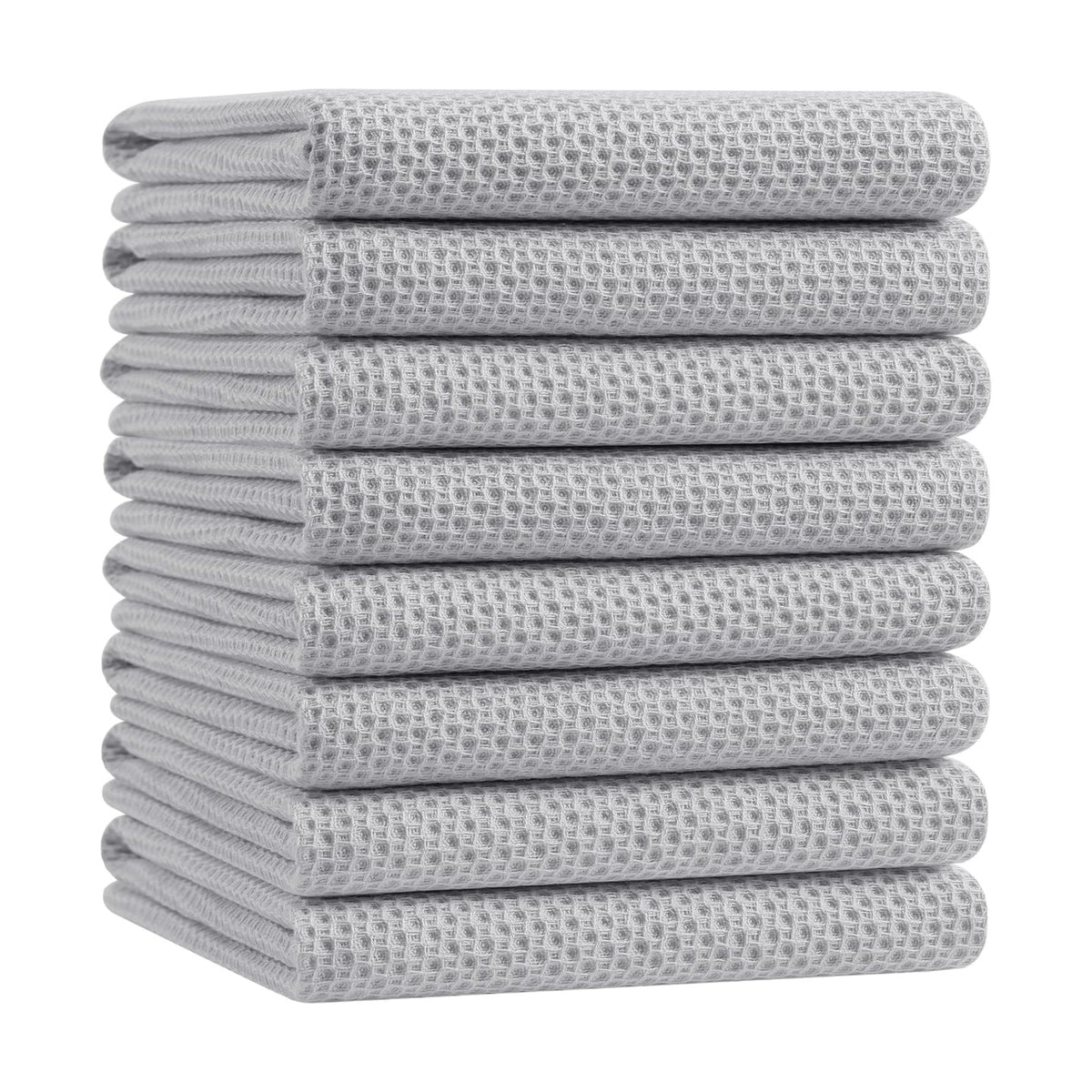 Homaxy 100% Cotton Oversized Waffle Weave Kitchen Towels 8-Pack, Light Gray | 20 x 28 Inches, Ultra Soft Absorbent Dish