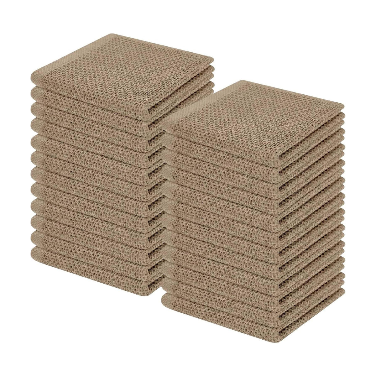 Homaxy 100% Cotton Waffle Weave Kitchen Dish Cloths 24-Pack, Tan | 12 x 12 Inches, Ultra Soft Absorbent Dish Towels