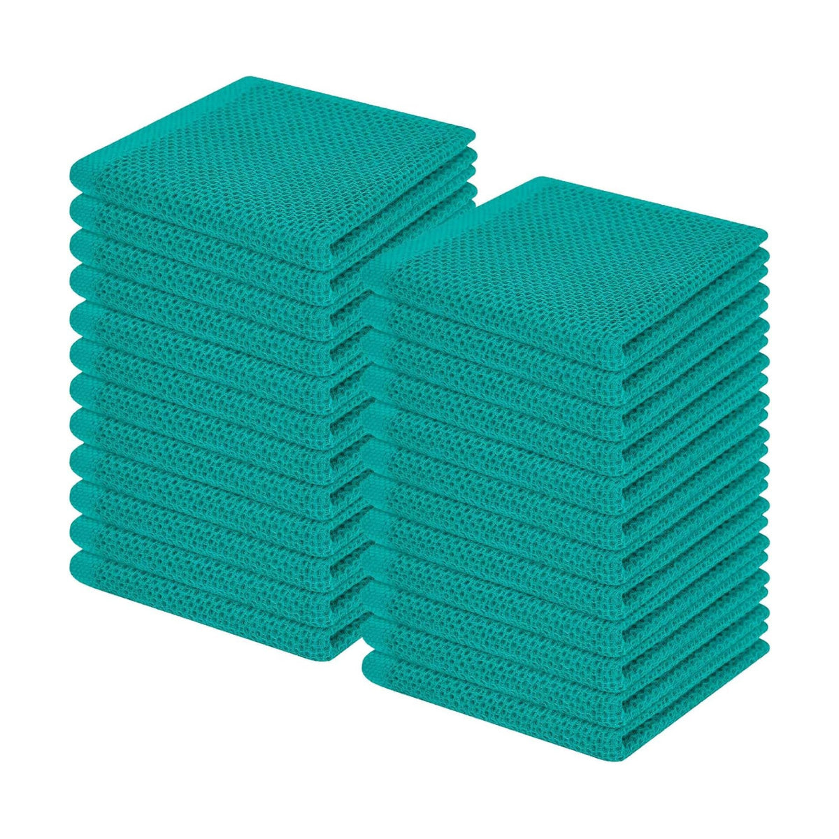 Homaxy 100% Cotton Waffle Weave Kitchen Dish Cloths 24-Pack, Teal | 12 x 12 Inches, Ultra Soft Absorbent Dish Towels