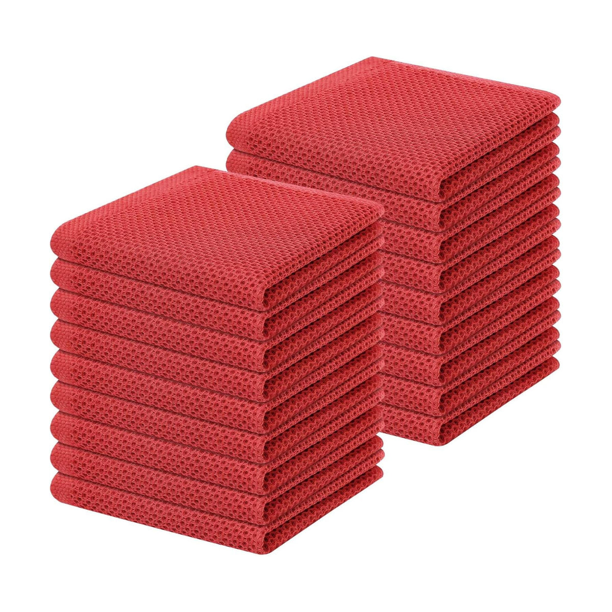 Homaxy 100% Cotton Waffle Weave Kitchen Dish Cloths 18-Pack, Brick Red | 12 x 12 Inches, Ultra Soft Absorbent Dish