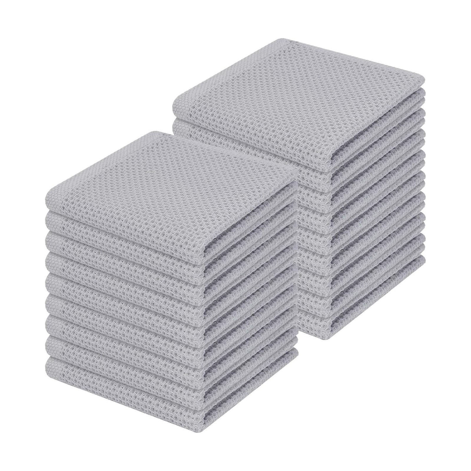 Homaxy 100% Cotton Waffle Weave Kitchen Dish Cloths 18-Pack, Light Gray | 12 x 12 Inches, Ultra Soft Absorbent Dish