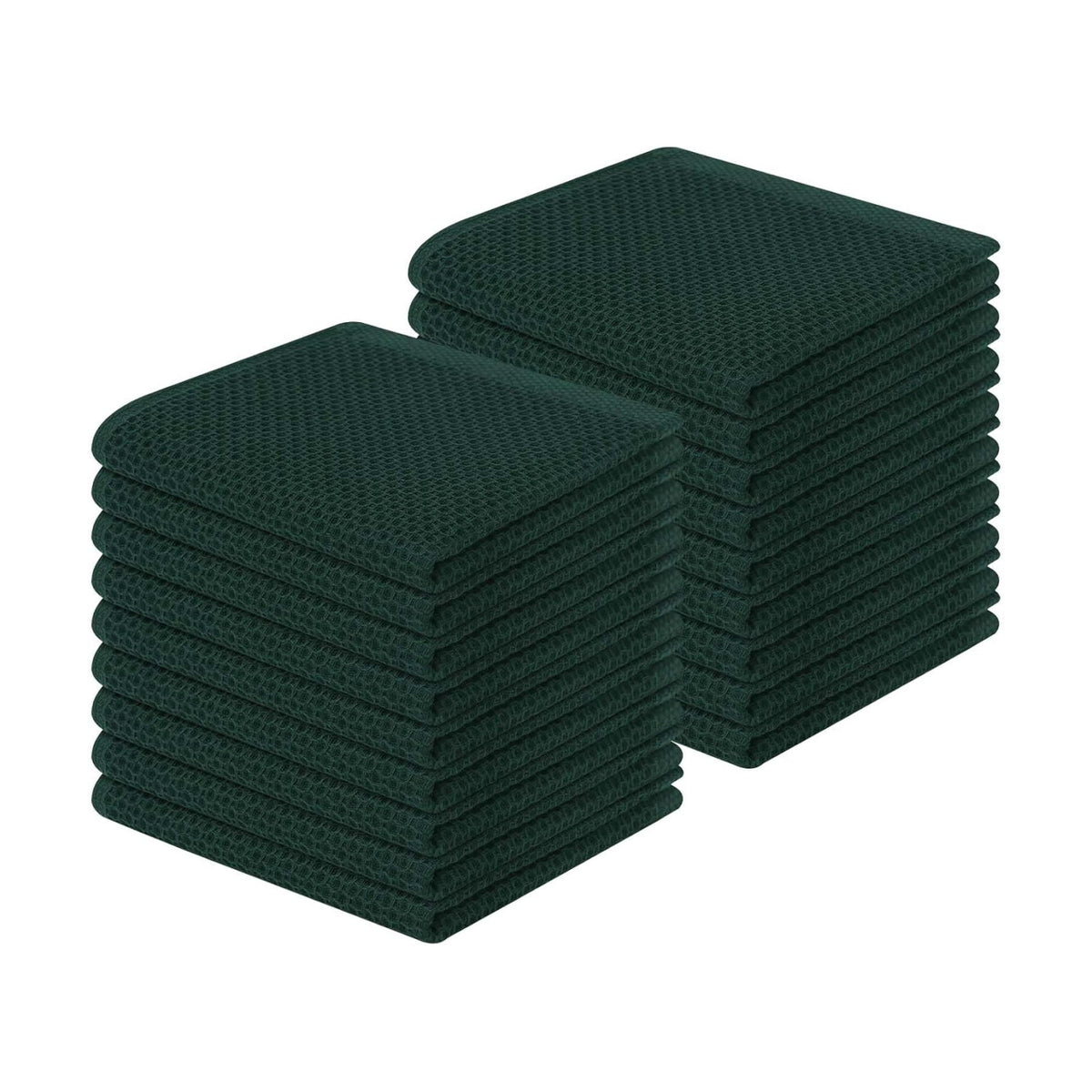 Homaxy 100% Cotton Waffle Weave Kitchen Dish Cloths 18-Pack, Blackish Green | 12 x 12 Inches, Ultra Soft Absorbent Dish