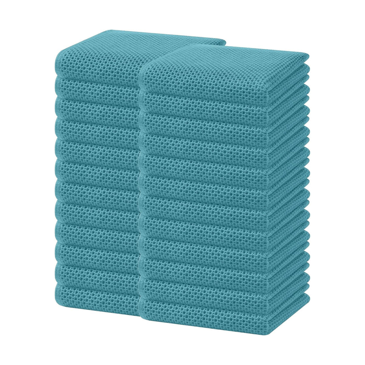 Homaxy 100% Cotton Waffle Weave Kitchen Dish Towels 24-Pack, Lake Blue | 13 x 28 Inches, Ultra Soft Absorbent Dish