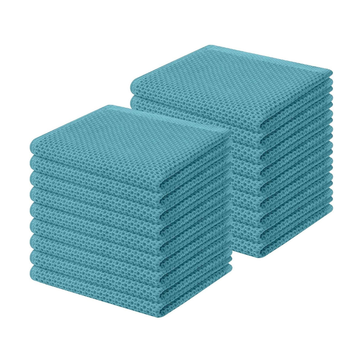 Homaxy 100% Cotton Waffle Weave Kitchen Dish Cloths 18-Pack, Lake Blue | 12 x 12 Inches, Ultra Soft Absorbent Dish