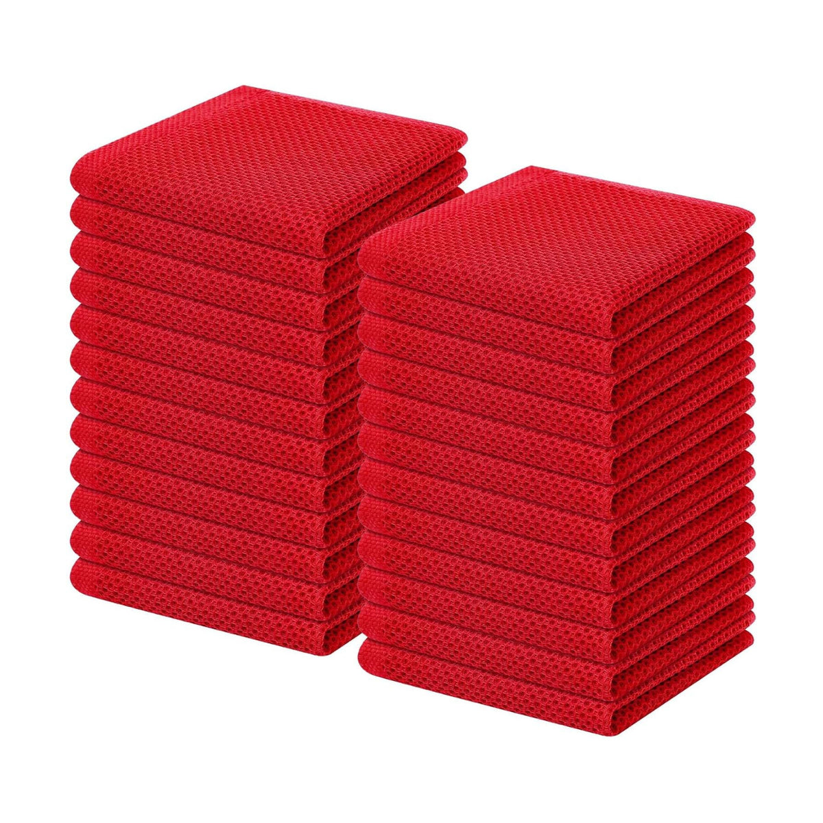 Homaxy 100% Cotton Waffle Weave Kitchen Dish Cloths 24-Pack, Red | 12 x 12 Inches, Ultra Soft Absorbent Dish Towels