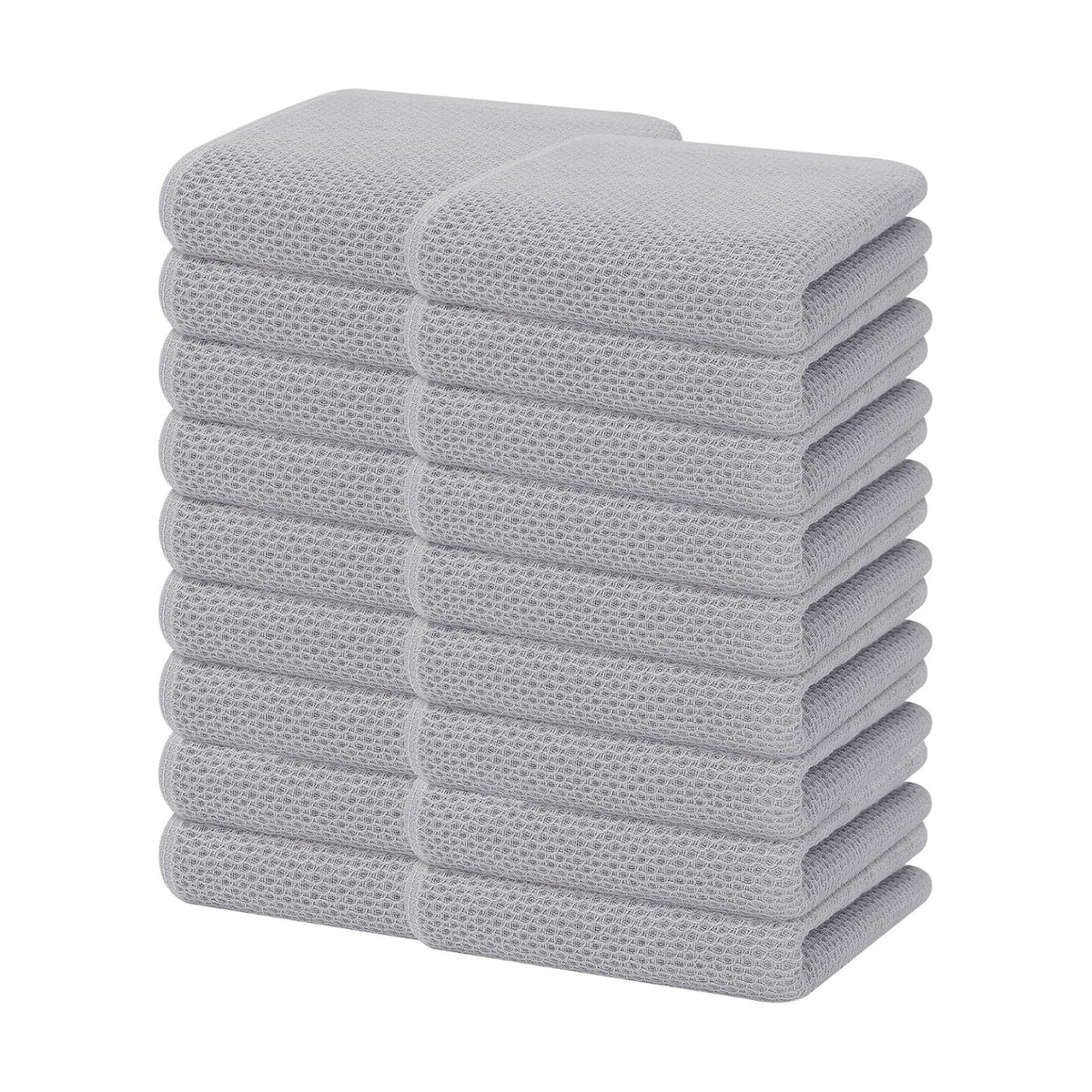 Homaxy 100% Cotton Waffle Weave Kitchen Dish Towels 18-Pack, Light Gray | 13 x 28 Inches, Ultra Soft Absorbent Dish