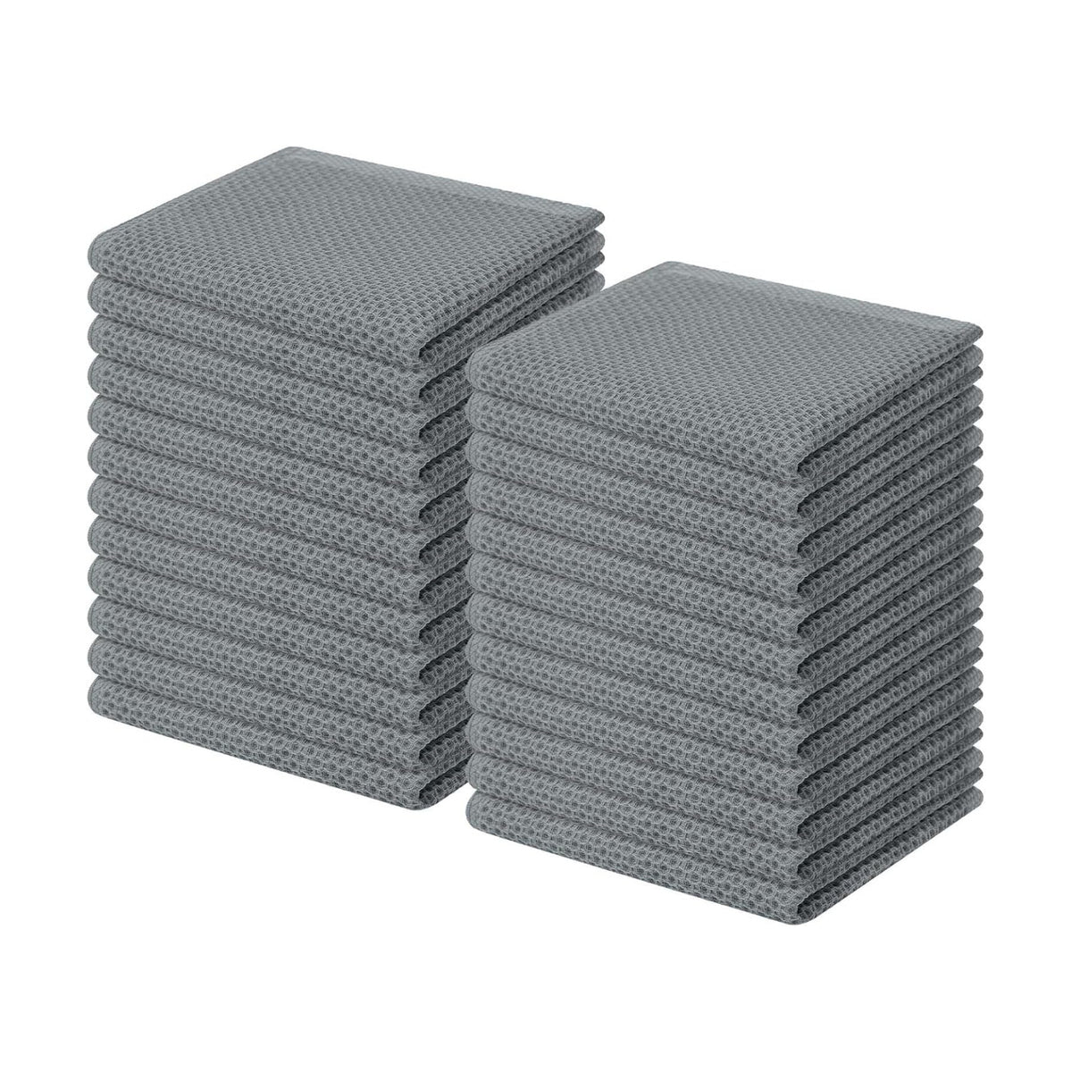 Homaxy 100% Cotton Waffle Weave Kitchen Dish Cloths 24-Pack, Grey | 12 x 12 Inches, Ultra Soft Absorbent Dish Towels