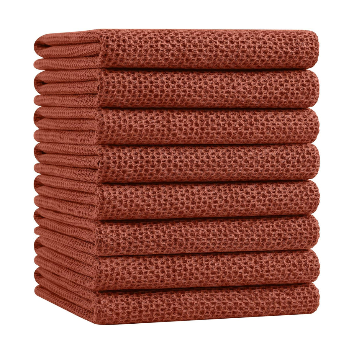 Homaxy 100% Cotton Oversized Waffle Weave Kitchen Towels 8-Pack, Rust | 20 x 28 Inches, Ultra Soft Absorbent Dish