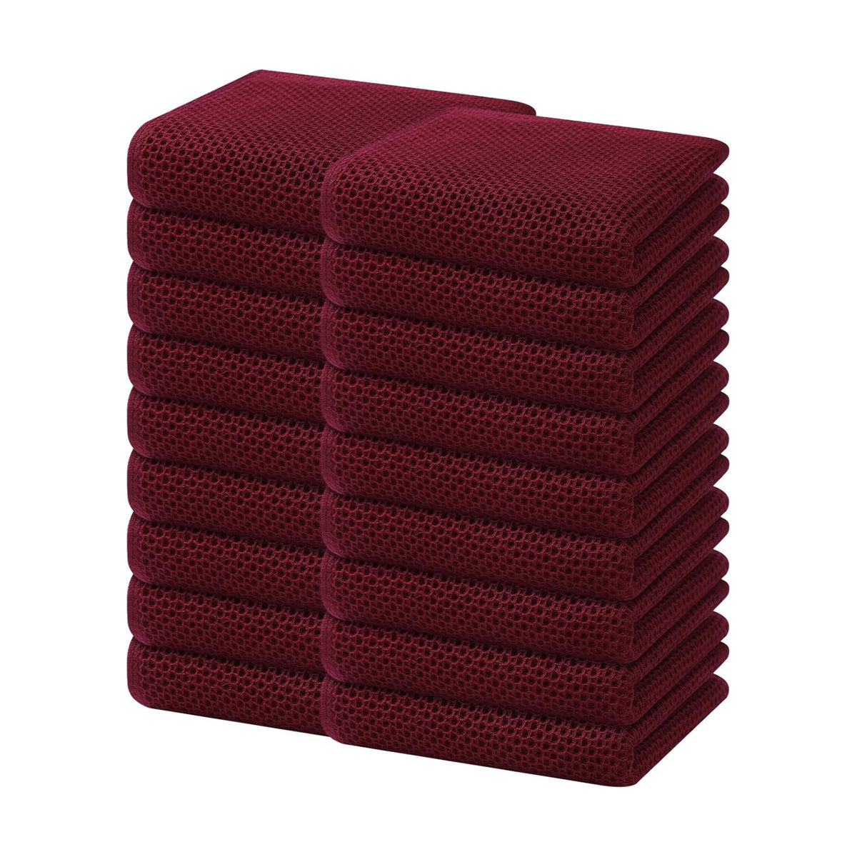 Homaxy 100% Cotton Waffle Weave Kitchen Dish Towels 18-Pack, Burgundy | 13 x 28 Inches, Ultra Soft Absorbent Dish
