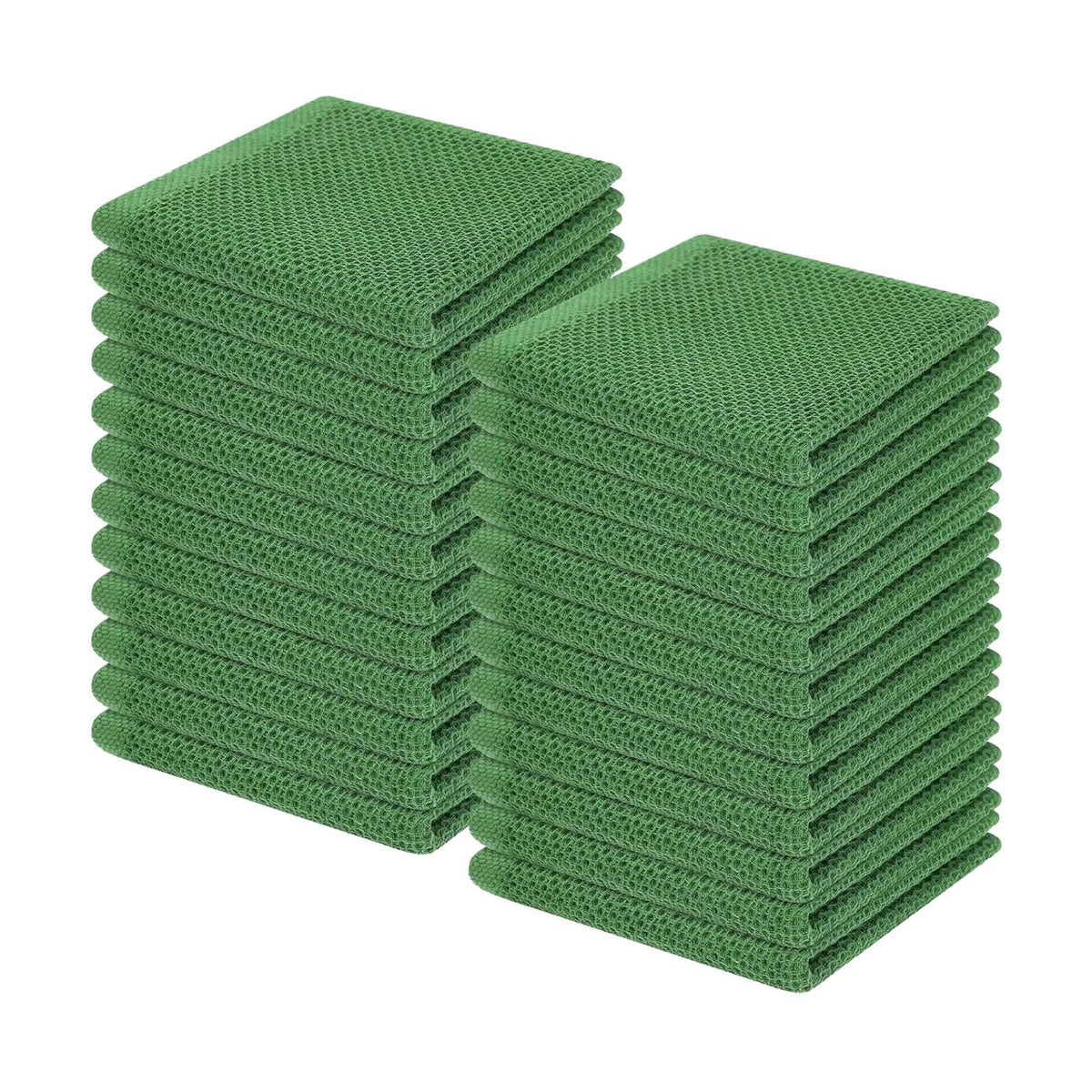 Homaxy 100% Cotton Waffle Weave Kitchen Dish Cloths 24-Pack, Grass Green | 12 x 12 Inches, Ultra Soft Absorbent Dish