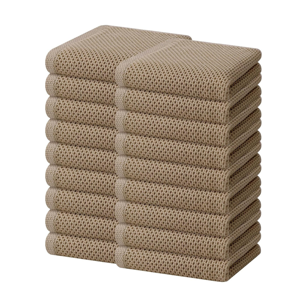 Homaxy 100% Cotton Waffle Weave Kitchen Dish Towels 18-Pack, Tan | 13 x 28 Inches, Ultra Soft Absorbent Dish Towels