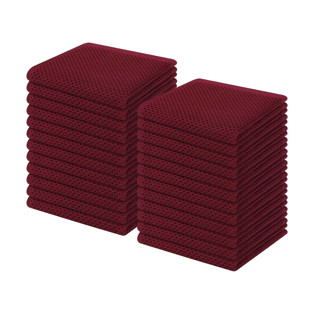 Homaxy 100% Cotton Waffle Weave Kitchen Dish Cloths 24-Pack, Burgundy | 12 x 12 Inches, Ultra Soft Absorbent Dish