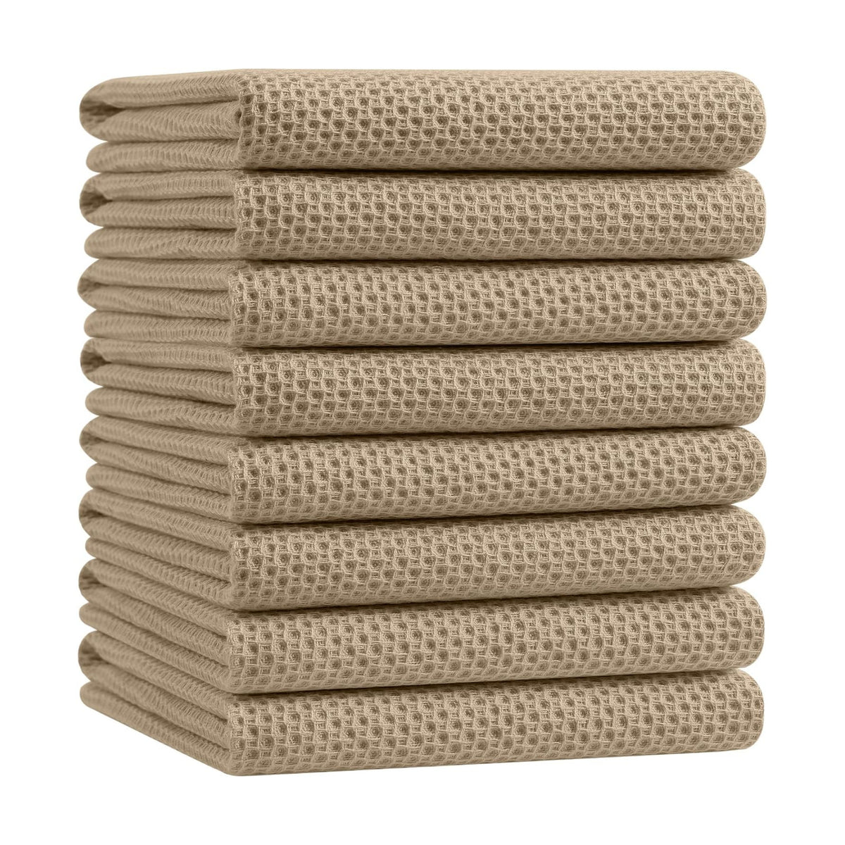 Homaxy 100% Cotton Oversized Waffle Weave Kitchen Towels 8-Pack, Tan | 20 x 28 Inches, Ultra Soft Absorbent Dish