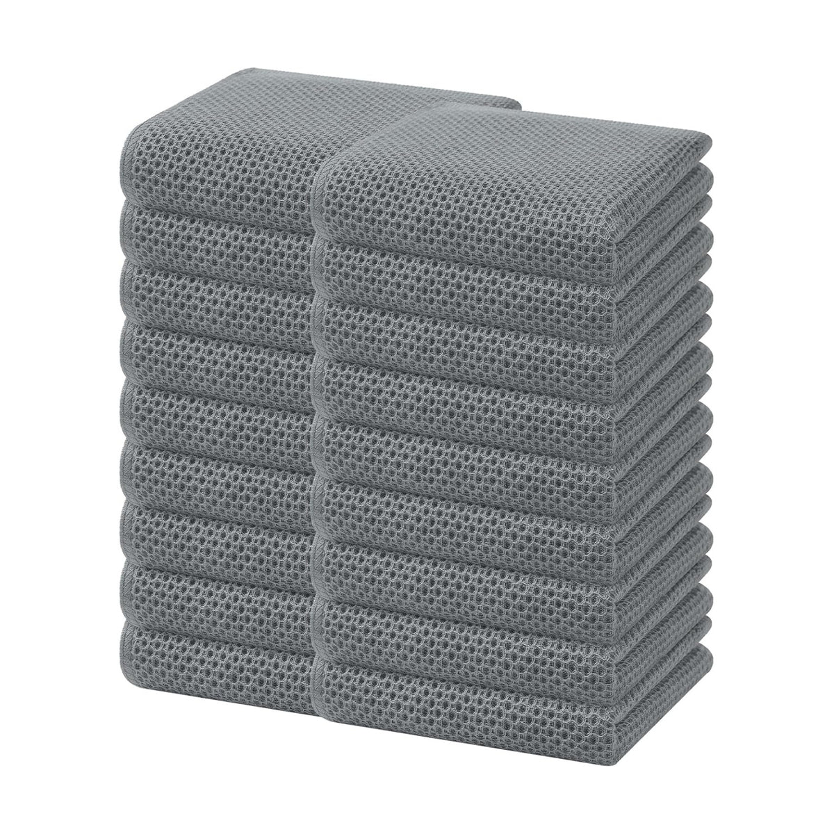 Homaxy 100% Cotton Waffle Weave Kitchen Dish Towels 18-Pack, Grey | 13 x 28 Inches, Ultra Soft Absorbent Dish Towels