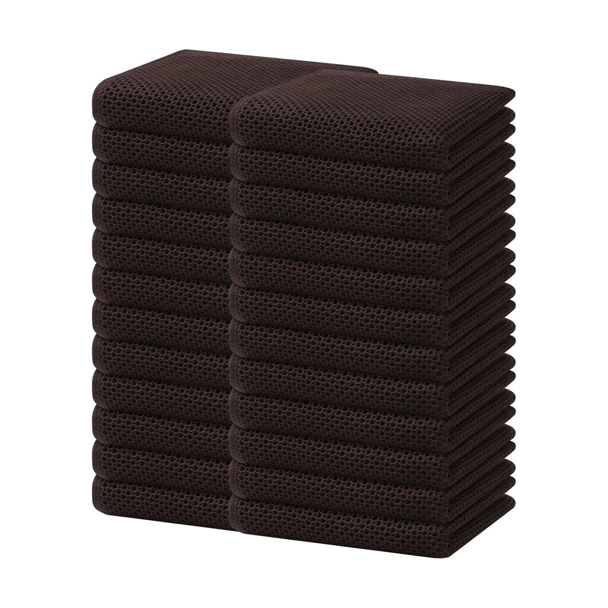 Homaxy 100% Cotton Waffle Weave Kitchen Dish Towels 24-Pack, Dark Brown | 13 x 28 Inches, Ultra Soft Absorbent Dish