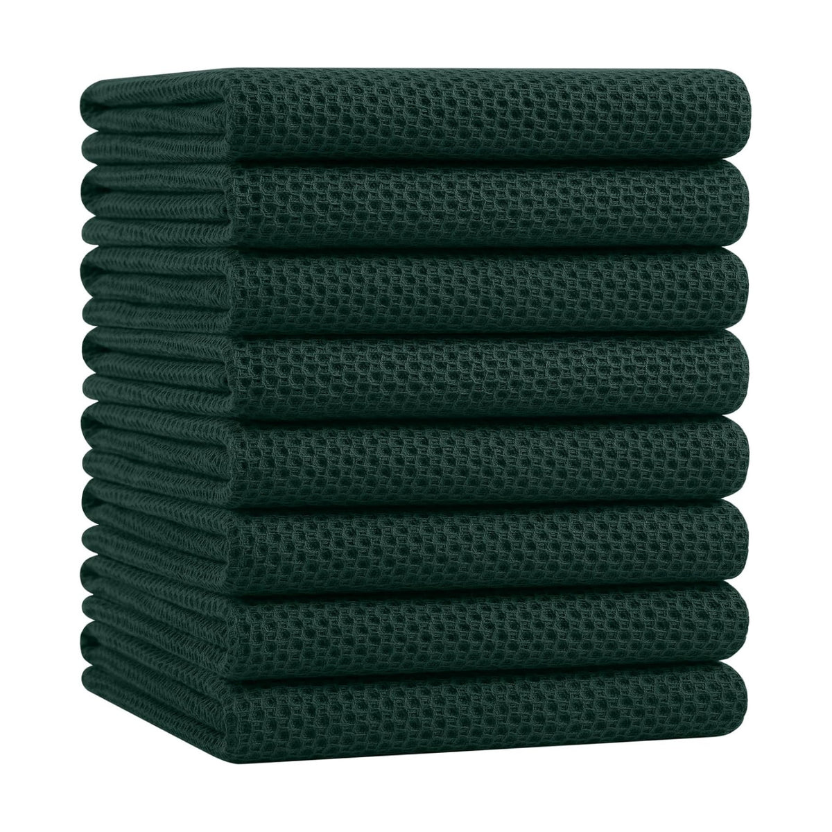 Homaxy 100% Cotton Oversized Waffle Weave Kitchen Towels 8-Pack | Blackish Green, 20 x 28 Inches, Ultra Soft Absorbent