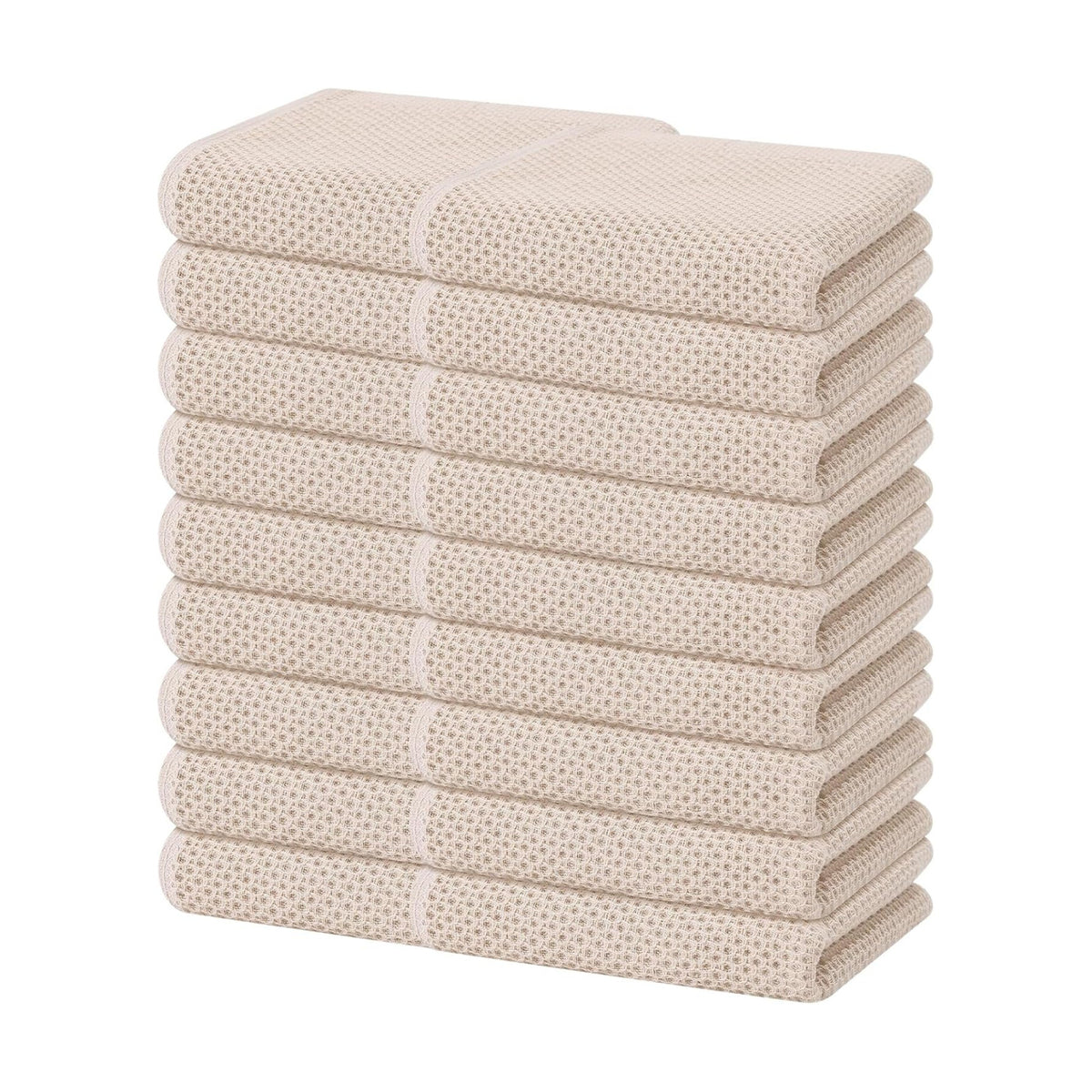 Homaxy 100% Cotton Waffle Weave Kitchen Dish Towels 18-Pack, Beige | 13 x 28 Inches, Ultra Soft Absorbent Dish Towels