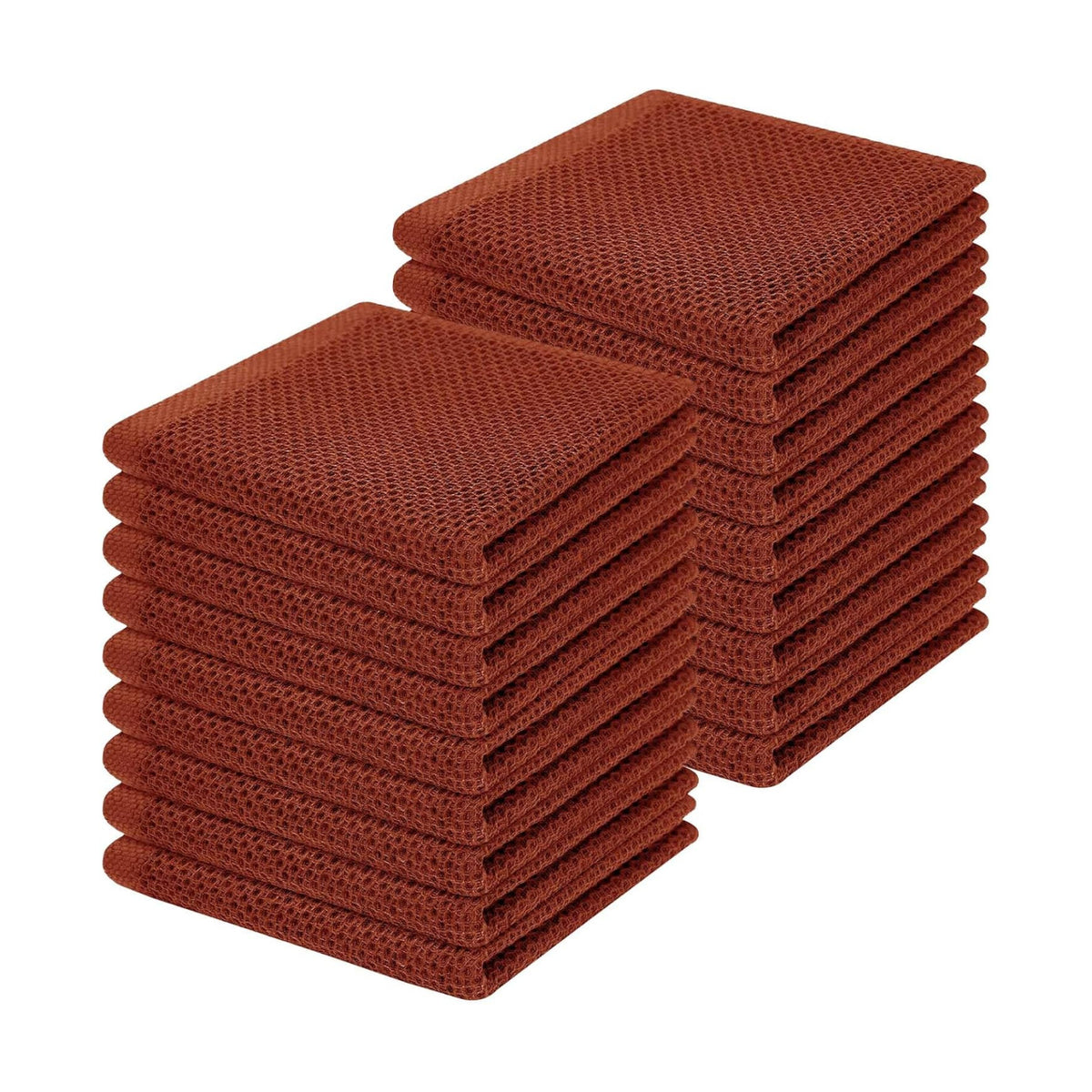 Homaxy 100% Cotton Waffle Weave Kitchen Dish Cloths 18-Pack, Rust | 12 x 12 Inches, Ultra Soft Absorbent Dish Towels