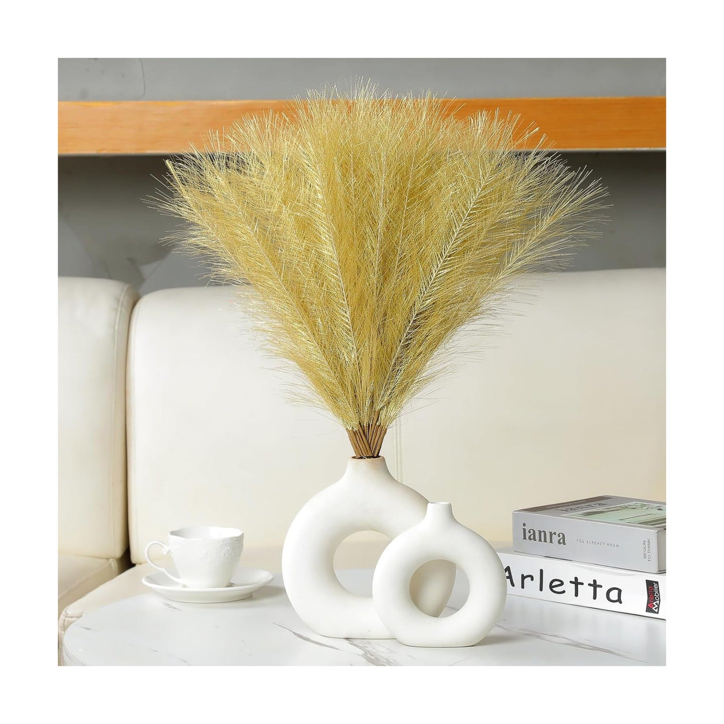 Artificial Pompas Grass Bulk Artificial Dried Flower Small / Gold / 17 Inch / 17.7 Inch / Set of 30