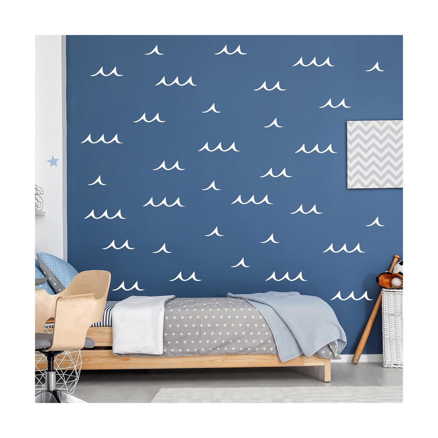 Soft Sea Ripple Stickers / Ocean Wave Wall Decals / Blue
