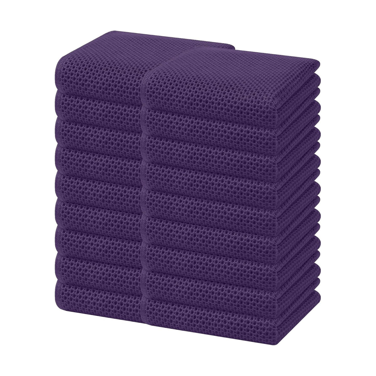 Homaxy 100% Cotton Waffle Weave Kitchen Dish Towels 18-Pack, Eggplant | 13 x 28 Inches, Ultra Soft Absorbent Dish
