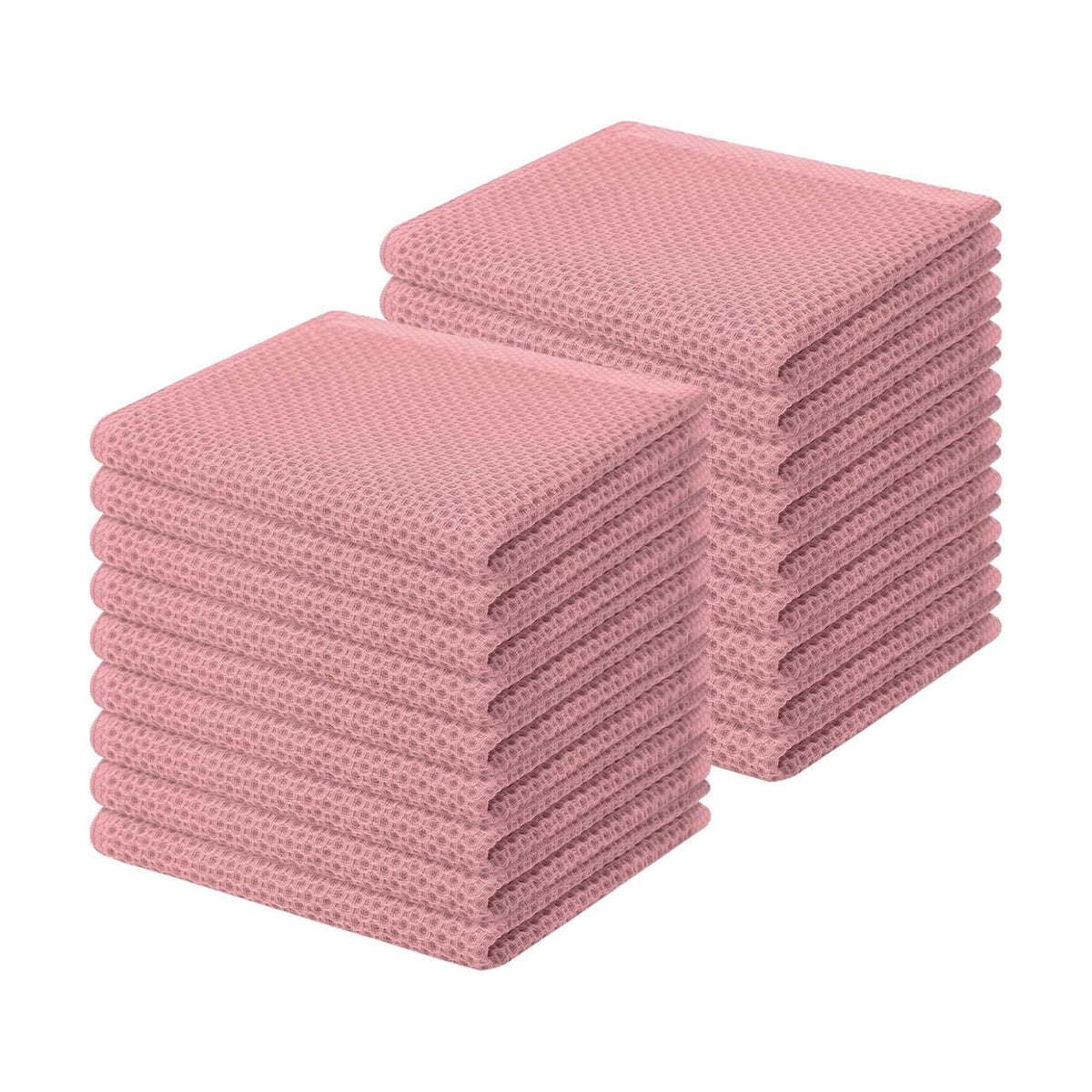 Homaxy 100% Cotton Waffle Weave Kitchen Dish Cloths 18-Pack, Dried Rose | 12 x 12 Inches, Ultra Soft Absorbent Dish