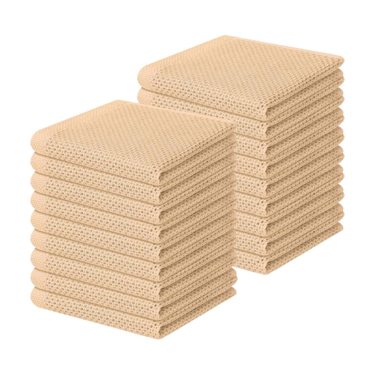 Homaxy 100% Cotton Waffle Weave Kitchen Dish Cloths 18-Pack, Apricot | 12 x 12 Inches, Ultra Soft Absorbent Dish