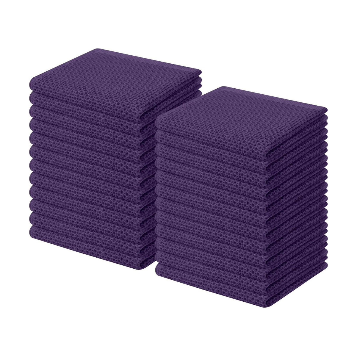 Homaxy 100% Cotton Waffle Weave Kitchen Dish Cloths 24-Pack, Eggplant | 12 x 12 Inches, Ultra Soft Absorbent Dish