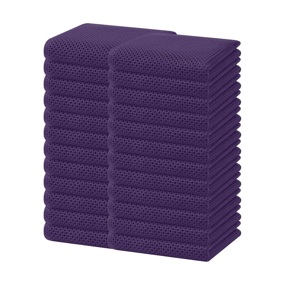 Homaxy 100% Cotton Waffle Weave Kitchen Dish Towels 24-Pack, Eggplant | 13 x 28 Inches, Ultra Soft Absorbent Dish